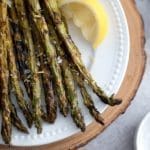 Smoked asparagus and lemon slices.