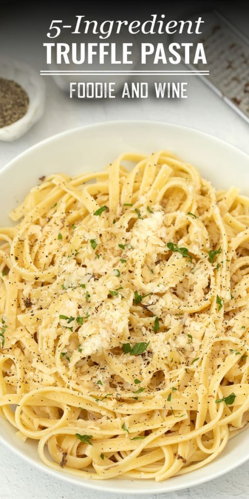 Truffles With Pasta 1 Pinterest visual to promote truffles with pasta recipe.
