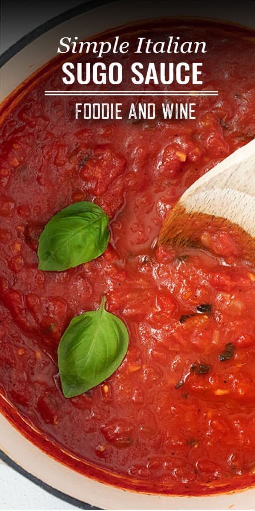 Sugo (Authentic Italian Tomato Sauce) 1 Pinterest pin for Sugo Sauce.