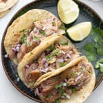 Crispy pork carnitas for homemade taco.
